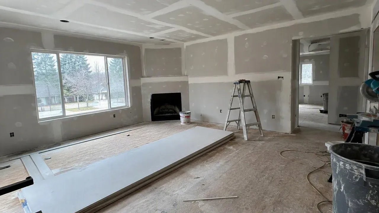 Living room drywall renovation in a Northern Colorado home