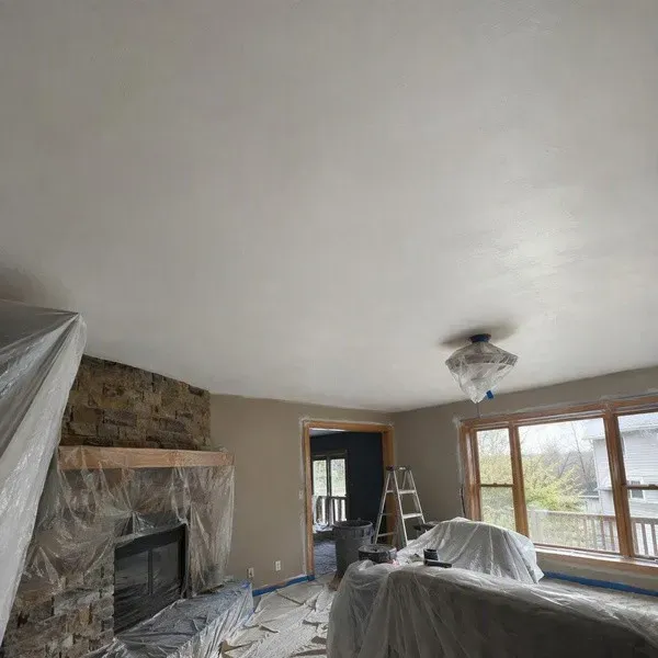 Smooth ceiling finish after popcorn ceiling removal