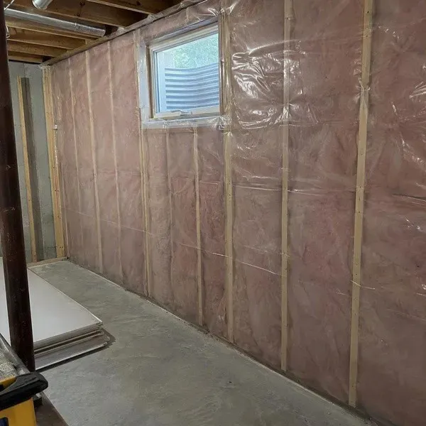 Basement exterior wall insulation behind new drywall